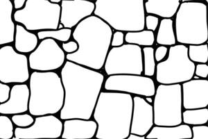 Stone brick line simple doodle wall. Sketch masonry wall. Hand drawn tile path. Outline drawing brick old rubble lines. vector