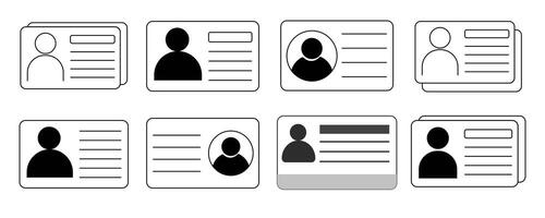 Id card identification badge simple icon. Driver license, verification document. Biometric membership passport. Flat card with information. vector