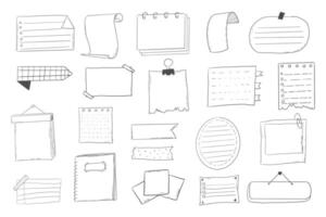 Memo page bullet jourlal note sketch,hand drawn doodle stickers office list box or frame. Comic planner reminder, set stationery design elements. vector