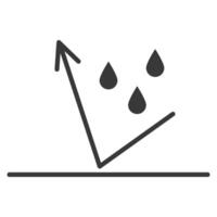 Waterproof icon water protection, surface protection from liquid. Line arrow and water drop. Weather protection symbol. Rainproof material. Simple resistant defence protection vector