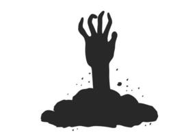 Spooky zombie hand silhouette rising from the ground on Halloween night. horror element for scary design. Creepy Halloween hand silhouette reaching up from the graveyard soil vector