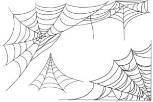 Spiderweb corner line border, gothic scary hanging net frame. Simple spooky halloween decoration. Cobweb trap. vector