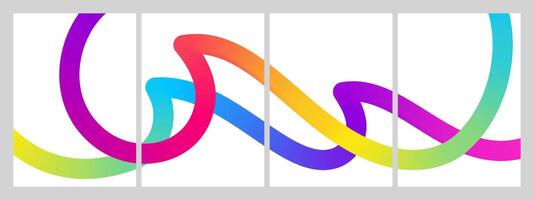 Bright waves with rainbow gradients on white background. Abstract modern design elements for posters, banners, cards vector