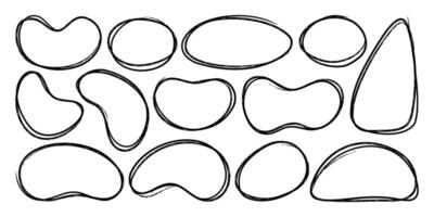 Hand drawn black marker frames. Set of grunge sketch lines with pencil stroke effect. Scribble outline brushes for highlighting, accenting and decorating. illustration vector