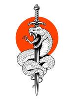 Snake Wrapped Around Sword Art vector