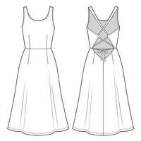 Coctail midi dress with open back vector