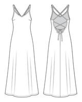 Coctail maxi dress with open back vector