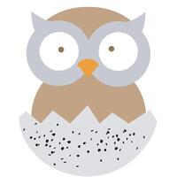 baby owl coming out of egg vector