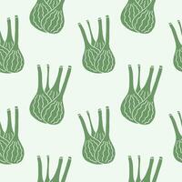 Fennel herb bulb seamless pattern illustration. Repeating background with Fennel spice herb root, stalk leaves, stem, botanical rapport. Food ingredient, medicinal plant for card, label, paper vector