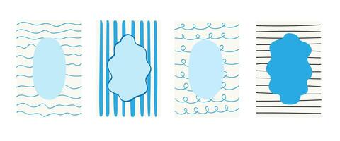 Marine modern frames design for text. Background cards borders with intricate patterns flowing lines, water, seacoast. For invitations, posters, social media graphics, flyer, digital projects vector