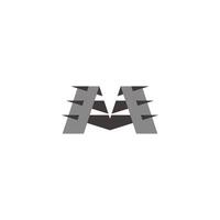 letter m grunge sharp stabs simple shadow logo vector