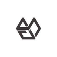 letter cm simple geometric hexagonal linear logo vector