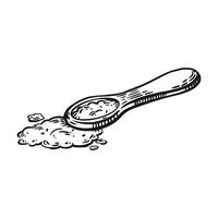 A teaspoon with sugar, salt, bulk product. Cooking. All objects are hand-drawn in . illustration is suitable for printing on paper, fabric, for product packaging design vector