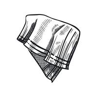 Napkin, a fabric towel for the kitchen folded in half with dark stripes around the edges. All objects are hand-drawn in . The illustration is suitable for printing on product packaging, design vector