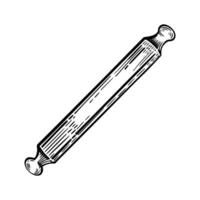 Hand-drawn wooden rolling pin for dough rolling and cooking, hand-drawn with ink. illustration. Suitable for printing on paper, fabric, for the design of shops and bakeries vector