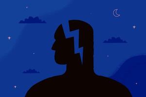 A split in the human silhouette, a metaphor for mental disorder, trauma, ptsd, distress. vector