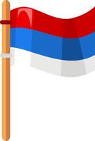 A vibrant Netherlands Dutch flag icon featuring red, blue, and white colors displayed on a wooden pole. vector