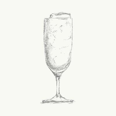 Italian style handcrafted festive cocktail and summer drink with noisy gritty dot halftone effect. Vintage ink sketch for aperitivo and retro pop art design.