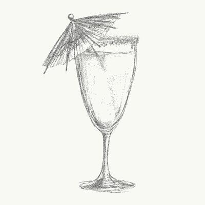 Cozy cafe drink, Italian style aperitivo cocktail drawn by hand with noisy gritty dot halftone effect. Vintage ink sketch and retro pop art stipple for restaurant designs.