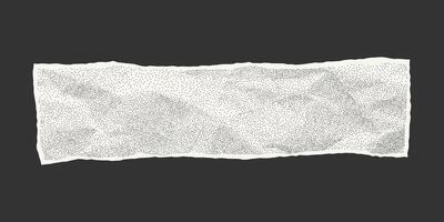 Uneven rectangle made of crumpled notebook paper. Jagged torn edges with gritty dotted texture and subtle halftone finish. vector