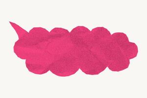 Bright pink speech bubble in vintage style on white background. Crumpled paper with rough torn edges, gritty dots and halftone. vector
