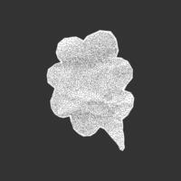 White speech bubble made of crumpled paper on dark background. Jagged torn edges gritty dotted texture and halftone shading. vector