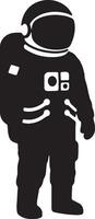 Solitary Astronaut in Space Suit, Standing Silhouetted Against a White Background, Evoking a Sense of Mystery and Isolation vector