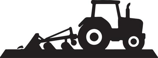 Powerful Tractor Plowing Field Dramatic Silhouette of Agricultural Work in Rustic Setting - Professional digital artwork with vibrant colors and detailed composition vector
