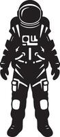 A Bold Silhouette of a Lone Astronaut Standing in the Mysterious Void of Space, Evoking a Sense of Wonder and Isolation vector