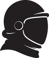Mysterious Astronaut Silhouette A Dramatic Black and White Profile of a Space Helmet Against a White Background vector