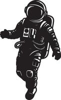 Mysterious Monochrome Astronaut Floating in Space A Dramatic Silhouette Illustration - Professional digital artwork with vibrant colors and detailed composition vector