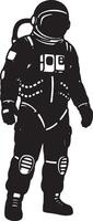 Mysterious Silhouetted Astronaut Standing Alone in the Vastness of Space, Evoking a Sense of Solitude and Wonder vector
