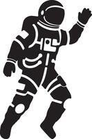 A Silhouetted Astronaut in Space, Waving, in a Dramatic, Monochromatic Illustration - Professional digital artwork with vibrant colors and detailed composition vector