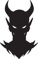 Menacing Devil Silhouette with Horns, Glowing Eyes, and Sharp Spikes - Dark, Mysterious Artwork - Professional digital artwork with vibrant colors and detailed composition vector