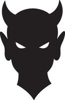 Mysterious Black Devil Silhouette, Menacing Stare, Halloween Symbol, Dark Fantasy Illustration, Spooky Graphic Design - Professional digital artwork with vibrant colors and detailed composition vector