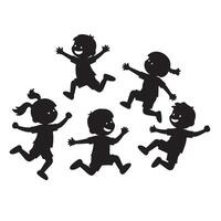 Joyful Children Leaping and Playing in a Happy Silhouette Illustration A Fun, Whimsical Scene - Professional digital artwork with vibrant colors and detailed composition vector