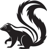 Majestic Black and White Skunk Silhouette Striking Pose Against White Background, Bold Graphic Design - Professional digital artwork with vibrant colors and detailed composition vector