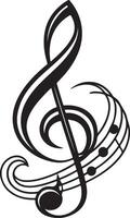 Elegant Black and White Treble Clef with Musical Notes Design, Artistic Music Symbol, Graceful Swirls, Expressive Melody, Abstract Musical Background vector