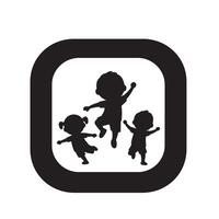 Joyful Kids Playfully Jumping and Leaping in a Black Framed Square, a Silhouette Illustration of Happy Childhood vector