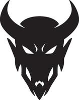 Menacing Dark Devil Silhouette Head with Horns, a Fierce and Ominous Graphic Design Illustration - Professional digital artwork with vibrant colors and detailed composition vector