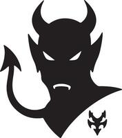 Menacing Devil Silhouette Dark, Brooding Demon Head with Horns Against White Background, Halloween Graphic - Professional digital artwork with vibrant colors and detailed composition vector