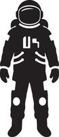 Mysterious Black and White Silhouette of an Astronaut Standing in Space, Evoking a Sense of Solitude and Exploration vector