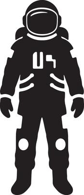 Mysterious Black and White Silhouette of an Astronaut Standing in Space, Evoking a Sense of Solitude and Exploration