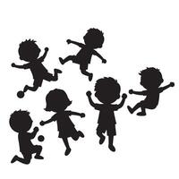 Joyful Kids Playing Silhouettes Energetic Children Engaging in Playful Activities Outdoors - Professional digital artwork with vibrant colors and detailed composition vector