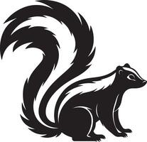 Majestic Black and White Skunk Illustration A Striking Silhouette of a Wild Animal in a Natural Setting, Evoking a Sense of Wilderness vector