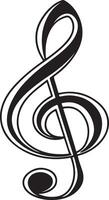 Elegant Black and White Treble Clef Symbol A Graceful Musical Note Design for Artistic Projects vector