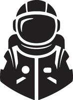 Mysterious Monochrome Astronaut Icon A Bold, Silhouetted Spaceman in a Retro Style, Conveying Exploration and Adventure vector
