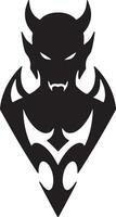 Menacing Devil Silhouette Fierce Tribal Tattoo Design, Dark and Ominous Symbol of Evil, Hellish Demon Image for Graphic Design vector