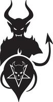 Menacing Devil Silhouette with Pentagram Skull Dark, Gothic, and Mysterious Artwork - Professional digital artwork with vibrant colors and detailed composition vector