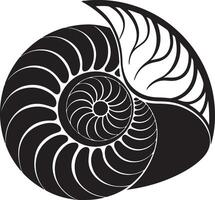 Majestic Nautilis Shell Design Elegant Black and White Spiral Seashell Illustration, Intricate Ocean Life Art vector